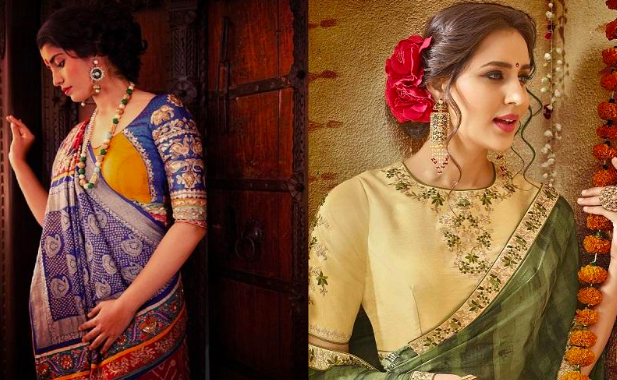 45 Latest Plain saree with Designer Blouse Ideas || Glam up your Plain saree  looks | Bling Sparkle