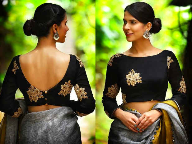 Chic Embroidered Blouse Designs for Plain Sarees